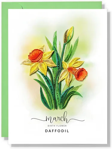Miniatura 10 de Tarjeta de Flor de Nacimiento, Tarjeta Floral de Quilling Hecha a Mano para Cumpleaños, Aniversario, Flor de Mes de Nacimiento para Mamá, Mujeres