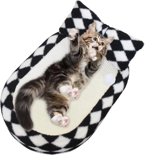 Miniatura 9 de Cama rascador para gatos 3 en 1, tabla rascador de sisal para gatos, almohadilla ovalada para arañazos de gatos, duradera para rascar, cama redonda