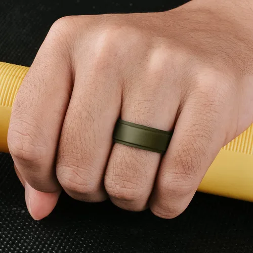 Miniatura 5 de Egnaro Silicone Wedding Rings Mens, Inner Arc Breathable Design Silicone Rings for Men, 7 Rings 4 Rings 1 Ring Step Edge Rubber Wedding Engagement
