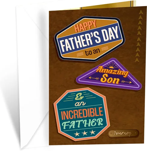 Prime Greetings Tarjeta del día del padre del hijo, hecha en Estados Unidos, ecológica, tarjeta gruesa con sobre de primera calidad de 5 x 7.75