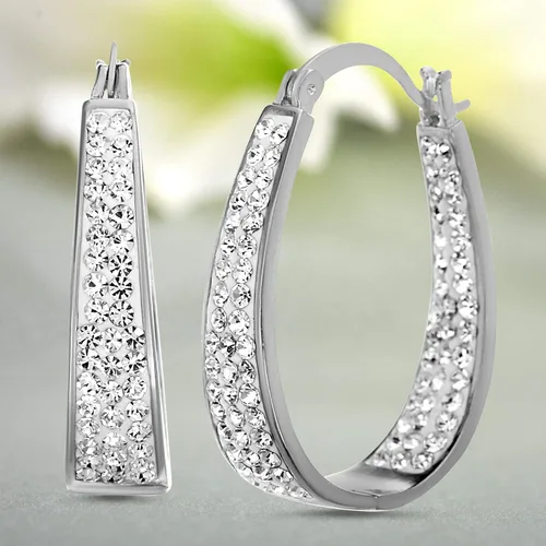 Miniatura 5 de Devin Rose Oval Inside Outside Hoop Earrings for Women Faceted Sparkle Crystals