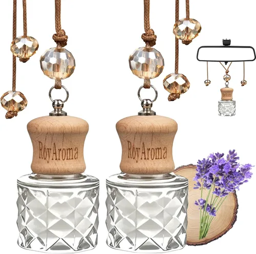 Miniatura 8 de RoyAroma Difusor ambientador ecológico para automóvil, difusor colgante para automóvil, paquete de 2, perfume de aceite esencial natural