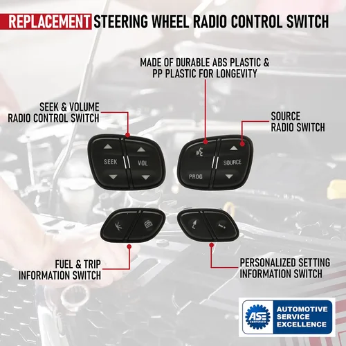 Miniatura 4 de Kit de reemplazo de interruptor de control de volante - Compatible con Buick, Cadillac, Chevy, GMC - Silverado, Sierra, Tahoe, Yukon, Trailblazer