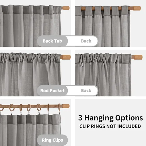Miniatura 5 de BGment Cortinas blancas puras de 63 pulgadas de largo, juego de 2 paneles para dormitorio, pestañas traseras, aspecto de lino grueso, arpillera