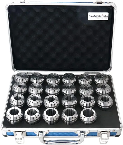 Accusize Industrial Tools Juego de 23 pinzas Er40, tamaño de 1/8 a 1 pulgada en caja fuerte ajustada, 0223-0935