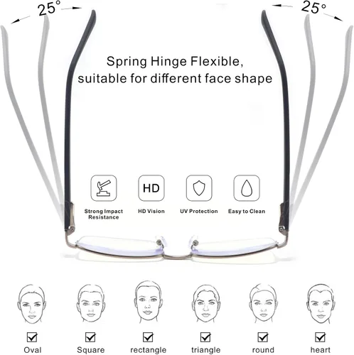 Miniatura 6 de Missfive - Lentes de lectura multifocales progresivas para hombres, 0 potencia en el centro superior, bloqueo de luz azul para lejos/medio/cerca