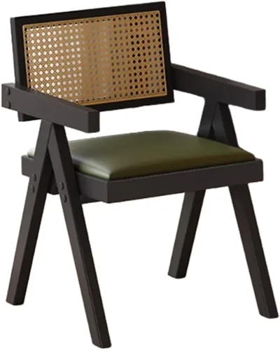 Miniatura 17 de YVYKFZD Juego de sillas de comedor de ratán, sillas de comedor de madera, sillas de cocina con respaldo tejido, sillón tapizado, silla auxiliar