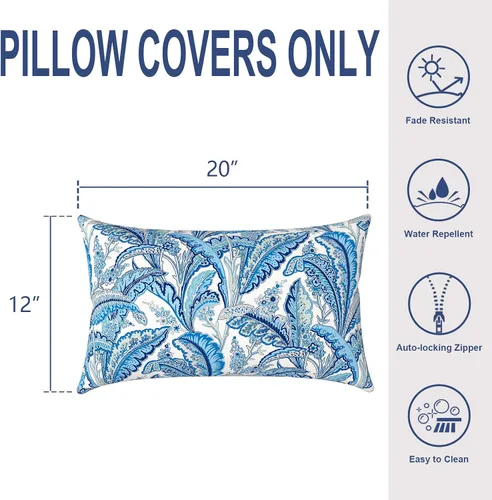 Miniatura 786 de Juego de 2 almohadas para exteriores de 16 x 16 pulgadas, repelentes al agua con interiores, para muebles de patio, hogar, jardín, geometría bohemia