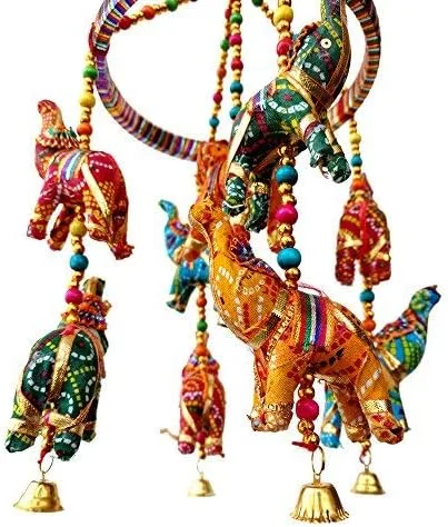 Miniatura 3 de Rastogi Handicrafts Elefante hecho a mano techo de pared colgante ornamento decorativo Navidad Diwali fiesta boda colgante decorativo