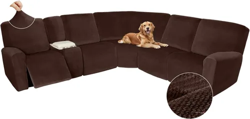 Miniatura 526 de Arfntevss Fundas de sofá seccional reclinable de terciopelo, Funda de sofá seccional de esquina para sofá reclinable, Funda elástica suave