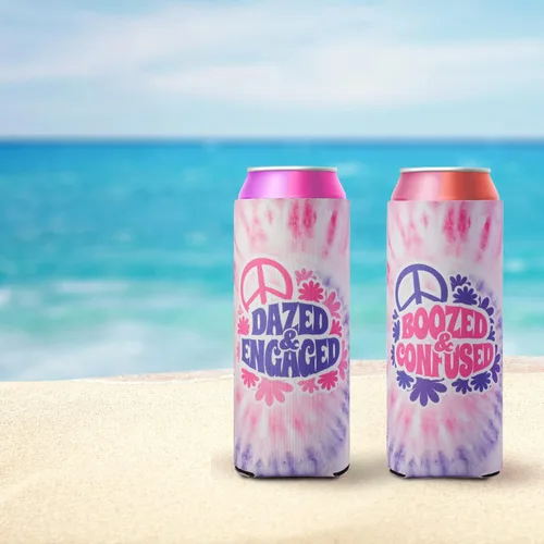 Miniatura 8 de Aturdido & Comprometido despedida de soltera Coozies Skinny Can Incluye Bride Coozie y Slim Bachelorette Coozies para fiesta de los 70