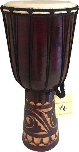 Miniatura 8 de JIVE Tambor Djembe – Tambor de mano africano Bongo Congo de 12 pulgadas – Instrumento de percusión de madera maciza con cabeza de piel de cabra