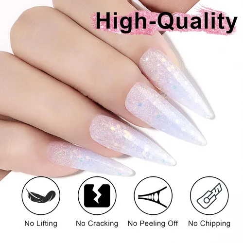 Miniatura 5 de NXJ INFILILA Gel de uñas de polietileno con purpurina, colores azul bebé, extensión de gel de poliéster para mejorar las uñas, engrosamiento