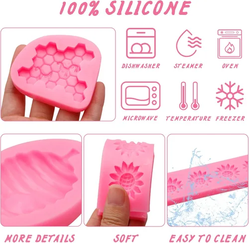 Miniatura 2 de 4 moldes de silicona de abejorros para panal, girasol, fondant, colmena, moldes de silicona para hornear, moldes de fondant de abeja para decoración