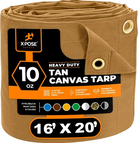 Miniatura 155 de Xpose Safety Lona de Lona - Lonas de Lona Verde de 10oz Resistentes al Agua con Ojales de Latón - Lona Multiusos para Exteriores para Campamento