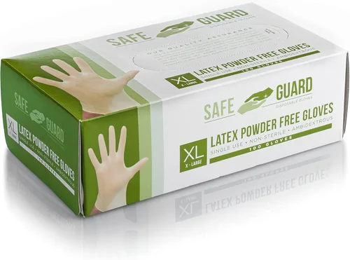SAFEGUARD Guantes de látex, sin polvo y de grado alimenticio, 100 unidades