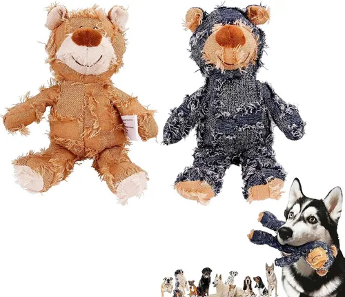 Miniatura 7 de Oso robusto indestructible 2023: juguete de peluche para perros, juguetes chirriantes indestructibles para perros, juguetes duraderos para D-A+B