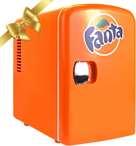 Coca-Cola Fanta FA04 - Mini refrigerador portátil de 4 litros/4.2 cuartos de galón, 6 latas, para alimentos, bebidas, naranja