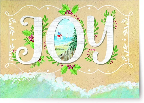 Miniatura 17 de Red Farm Studios Designer Greetings - Tarjetas de Navidad en caja, diseño de hombre de arena de playa con gaviotas