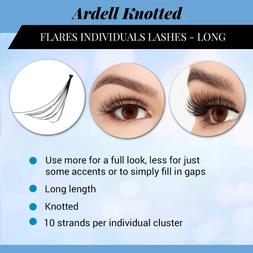 Miniatura 3 de Ardell Pestañas individuales Flair Long Black – racimos de pestañas naturales sin nudos, extensiones de pestañas en racimo para volumen y longitud