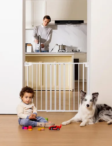 Miniatura 7 de Babelio Puerta para Bebé/Mascota de 29.7-46.5 pulgadas sin barra inferior para escaleras, casa y entradas, puertas de seguridad para mascotas