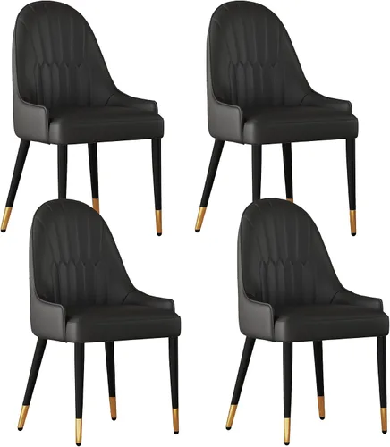 Miniatura 53 de Juego de 2 sillas con 2 sillas de comedor de piel sintética blanca, silla de cocina moderna con respaldo ovalado y patas de acero inoxidable