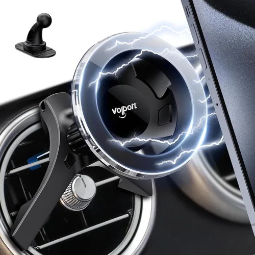 Miniatura 7 de volport Soporte de coche Magsafe [tablero y parabrisas]: soporte magnético universal para teléfono con ventosa giratoria de 360°, soporte móvil