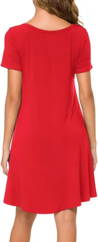 Miniatura 3 de POPYOUNG 2023 Women's Summer Short Sleeve Casual Dresses Crew Neck Beach Cover up