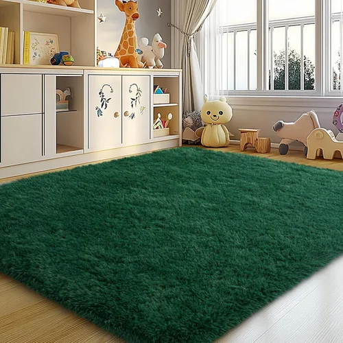 Miniatura 15 de Mugorn - Alfombra de 8 x 10 pies, alfombras grandes, esponjosas, suaves, peludas, antideslizantes, mullidas para interiores, color negro, 8 x 10 pies