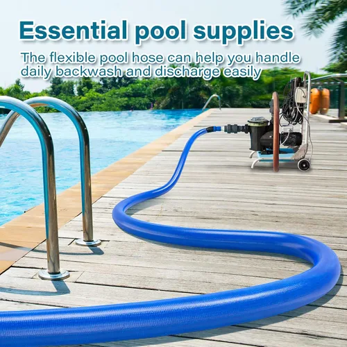 Miniatura 4 de Jin&Bao Manguera de retrolavado de piscina de 2 pulgadas x 25 pies, manguera de descarga plana reforzada resistente, manguera de drenaje resistente