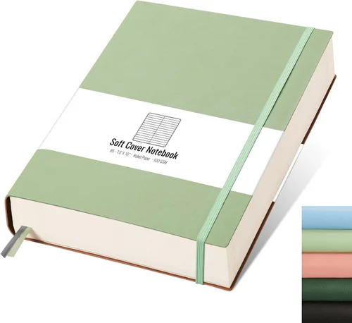 Miniatura 23 de AHGXG Cuaderno rayado – 320 páginas numeradas grande B5 grueso diario universitario rayado, papel rayado grueso de 100gsm, tapa blanda de piel Azul