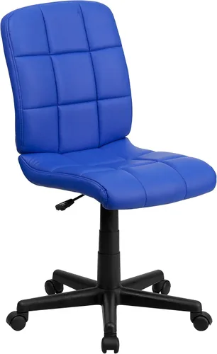 Flash Furniture - Silla giratoria de respaldo medio de vinilo, acolchada, color negro Azul