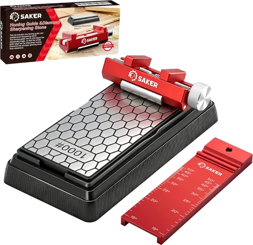 Miniatura 10 de Saker Piedra de afilar con herramienta de guía de afilado, juego de cinceles para carpintería, piedra aplanadora, sistema completo de afilado