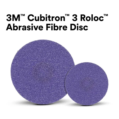 Miniatura 2 de 3M Cubitron 3 Roloc Disco de fibra 33493, 36+, 3 pulgadas, grano de cerámica con forma de precisión, disco abrasivo de cambio rápido para moler