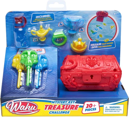 Wahu Mystery Key Treasure Challenge - Juego de juguetes de buceo para niños a partir de 5 años, cofre del tesoro submarino y juego de búsqueda de