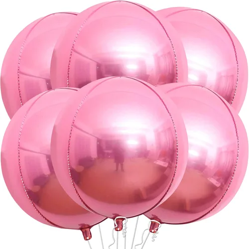 KatchOn, Globos de papel aluminio de color rosa claro, 22 pulgadas, paquete de 6 unidades, globos de Mylar rosa claro para decoraciones de Navidad