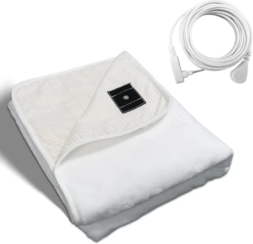Miniatura 8 de Manta de conexión a tierra plateada con fibra de plata para cama, sofá, silla con cable de 15 pies (50"x60", verde)