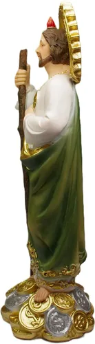 Miniatura 5 de Estatua de San Judas Tadeo, 8 pulgadas, estatua de San Judas, monedas, dinero, resina, figura religiosa 7.9 in (7.9 in)