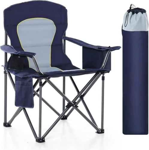 Miniatura 14 de HIGH POINT SPORTS Silla plegable de campamento de gran tamaño, sillas de césped portátiles resistentes, sillas plegables para exteriores