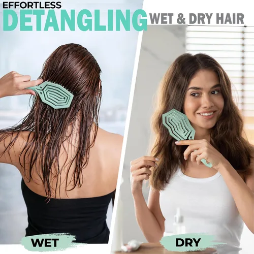 Miniatura 3 de Fiora Naturals Cepillo desenredante para el cabello para mujer, cepillo desenredante con cerdas suaves flexibles, se desliza suavemente a través