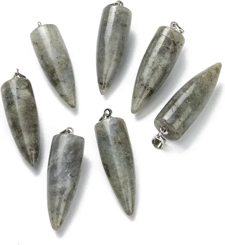 Miniatura 19 de Colgantes de piedras preciosas naturales en forma de bala, hallazgos de latón de platino, colgantes de chakras puntiagudos, encanto de piedra
