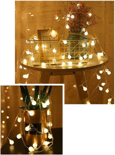 Miniatura 5 de Guirnalda de luces de globo de 20 pies con 40 luces LED alimentadas por USB, color blanco cálido, para fiesta de cumpleaños, boda, Navidad y Blanco