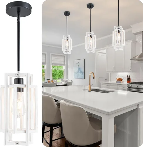 Miniatura 12 de Lámparas colgantes de granja, modernas luces colgantes doradas de 59 pulgadas, ajustable, pequeña, cuadrada, colgante de techo, para cocina, isla, 1