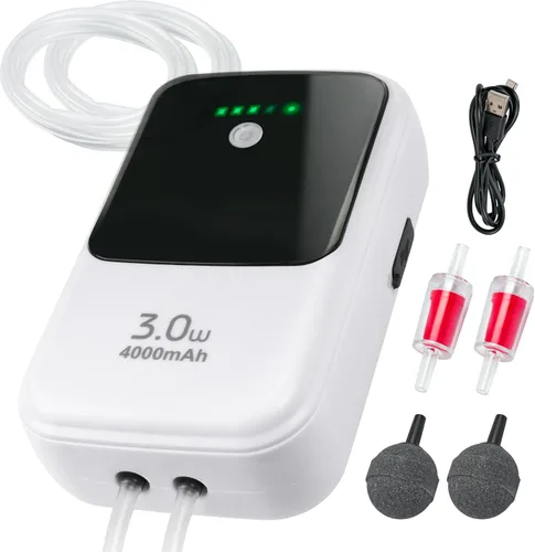 Miniatura 7 de Ghosthorn Aireador recargable silencioso para peces, bomba de aire de acuario de gran capacidad con clip universal para la mayoría de los cubos
