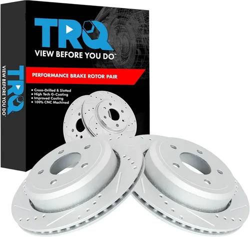 Miniatura 184 de TRQ Juego de rotores de freno de rendimiento trasero con revestimiento G premium compatible con Mazda 6 2014-2021