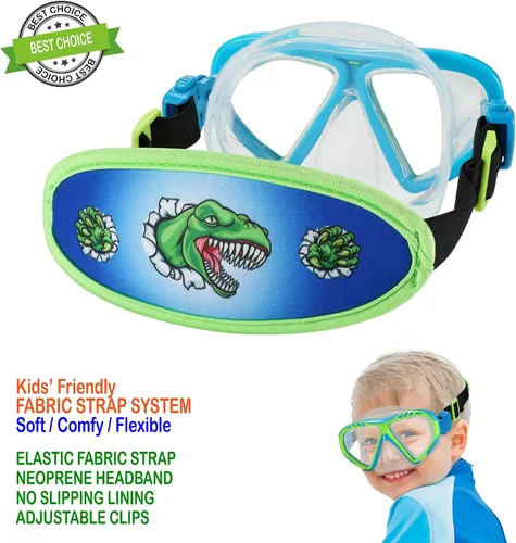 Miniatura 5 de Gafas de natación para niños, cubierta de nariz, gafas para niños sin tirones de pelo,Máscara de natación para niños antiniebla 1 unidad: dinosaurio