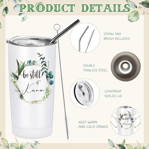 Miniatura 3 de Sieral 3 piezas de regalo cristiano a granel para mujeres, vaso de 20 onzas, vela de oración y bolsa de maquillaje con versículos bíblicos, regalo