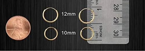 Miniatura 3 de Aretes de argolla de oro amarillo de 14 quilates flexible, de 10-18mm