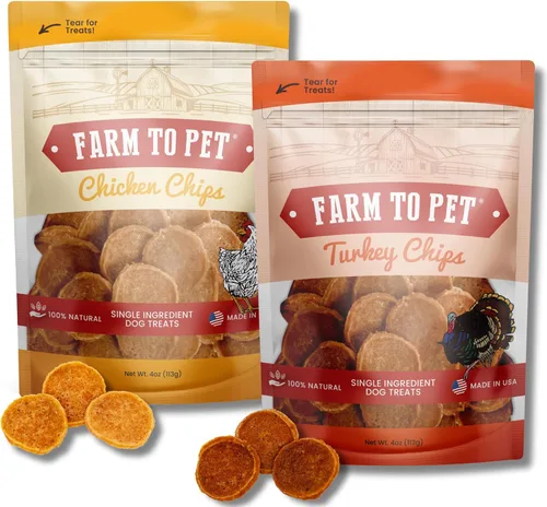 Farm To Pet - Paquete de proteínas de pollo y pavo para adiestramiento de perros, 100% naturales, golosinas de entrenamiento de un solo ingrediente,