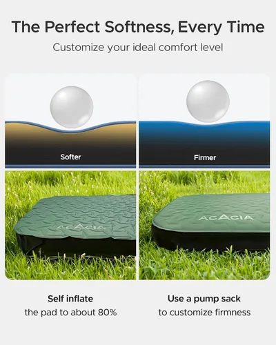 Miniatura 5 de Acacia 4" Thick Self Inflating Sleeping Pad with Foam, Innovative Y-Shaped Telescopic Structure, Ultraportable Camping Air Mattress with Pump Sack